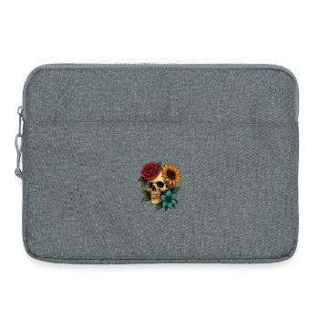 Skull & Bloom Fusion Art – Kühnes florales Skelett De - Laptoptasche 15" - Grau meliert - Vorne
