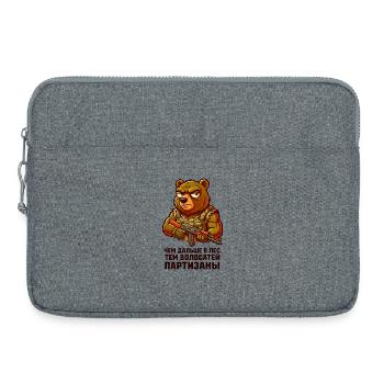 Bear partisan with rifle. "Чем дальше в лес..." - Laptop bag 15" - heather grey - Front