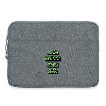 Neon Green Text Block Quad Duads - Laptop bag 15" - heather grey - Front