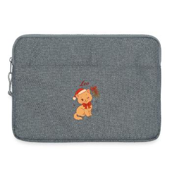 Leo, chaton de Noël - Sacoche pour ordinateur portable 15 pouces - gris chiné - Devant