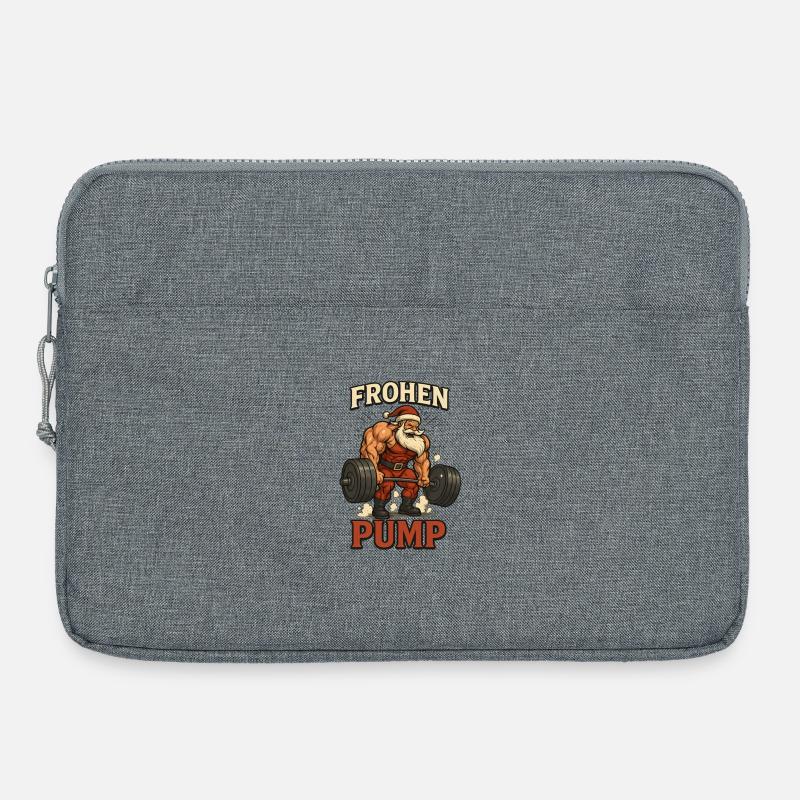 Frohen Pump Gym Weihnachtsmann - Laptoptasche 15" - Grau meliert