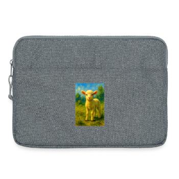 Pastellschafe/Lämmer auf einer sommerlichen Wiese - Laptoptasche 15" - Grau meliert - Vorne