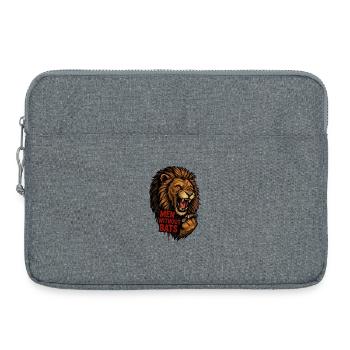 Löwe mit Schriftzug Men Without Bats - Laptoptasche 15" - Grau meliert - Vorne