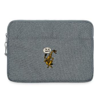 Chanteur de saxophone avec microphone - Sacoche pour ordinateur portable 15 pouces - gris chiné - Devant