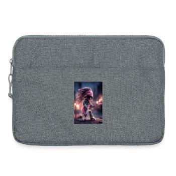 Dreadlock Doll Rocker auf rosa Gitarre - Laptoptasche 15" - Grau meliert - Vorne