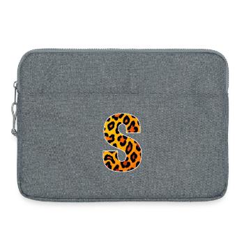 Lettre S à imprimé léopard - Sacoche pour ordinateur portable 15 pouces - gris chiné - Devant