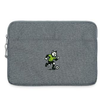 Grüner Wolf Fußballdribbler - Laptoptasche 15" - Grau meliert - Vorne