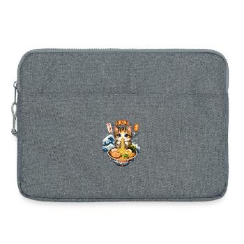Ramen Nouilles, Amoureux des Chats, Kats Kawaii Rétro - Sacoche pour ordinateur portable 15 pouces - gris chiné - Devant