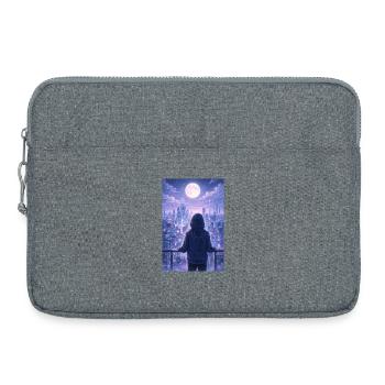 Night Skyline Neon-Hoodie - Laptoptasche 15" - Grau meliert - Vorne