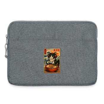 Japanische Ramen Cat Gaming Otaku Nudelschale - Laptoptasche 15" - Grau meliert - Vorne