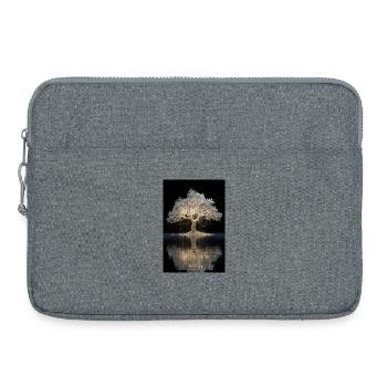 Leuchtender goldener Baum am Wasser - Laptoptasche 15" - Grau meliert - Vorne