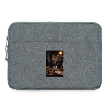 Cat financier in a tuxedo - Laptop bag 15" - heather grey - Front