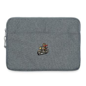 Motorradaffe im Racer-Style - Laptoptasche 15" - Grau meliert - Vorne