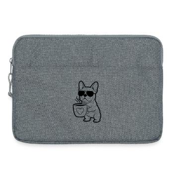 Frenchie Hund Kaffee Outline - Laptoptasche 15" - Grau meliert - Vorne