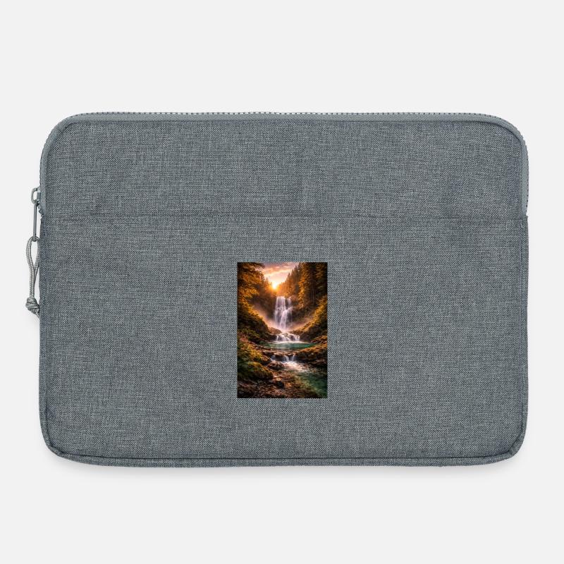 Wasserfall in der Abendsonne - Laptoptasche 15" - Grau meliert