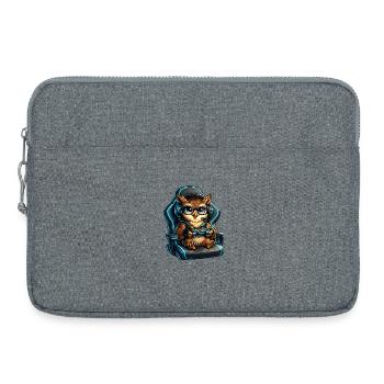 Gamer Eulenheld im Headset - Laptoptasche 15" - Grau meliert - Vorne