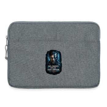 100% Mensch. 100% KI. 200% Gefahr - Laptoptasche 15" - Grau meliert - Vorne