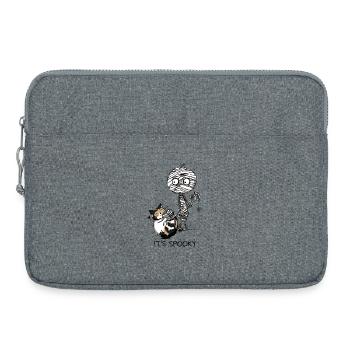 Maman et Chat - Motif d’Halloween - C’est effrayant - Sacoche pour ordinateur portable 15 pouces - gris chiné - Devant