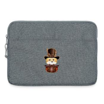 Renard steampunk avec un look de chapeau cylindre antique - Sacoche pour ordinateur portable 15 pouces - gris chiné - Devant