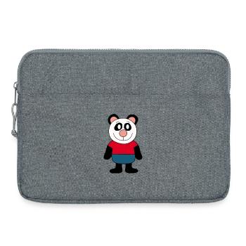 Panda Panda Bear Bear Bear Face Eyes cute - Laptop bag 15" - heather grey - Front
