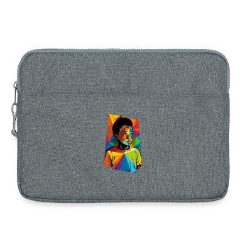 Geometrisches Kinderporträt mit lebendigen Farben - Laptoptasche 15" - Grau meliert - Vorne