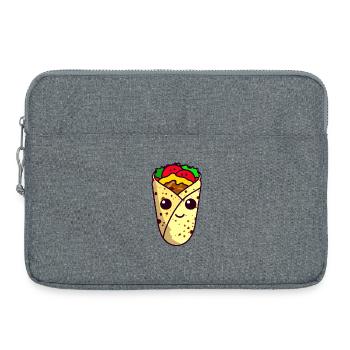 Kawaii Wrap, Döner, Taco - Süßes Streetfood Design - Laptoptasche 15" - Grau meliert - Vorne