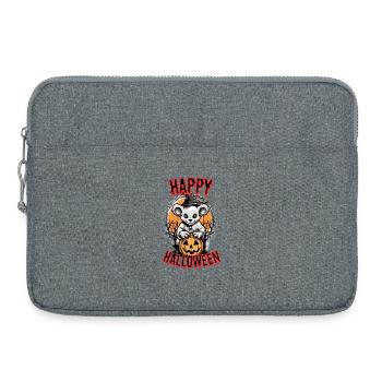 Süßer Halloween Panda mit Kürbis - Laptoptasche 15" - Grau meliert - Vorne