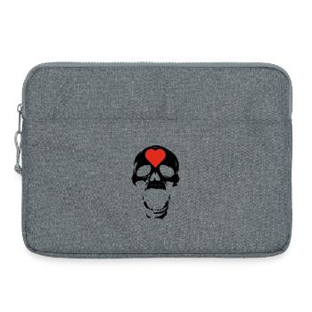 Der schwarze Schädel und das Herz - Laptoptasche 15" - Grau meliert - Vorne