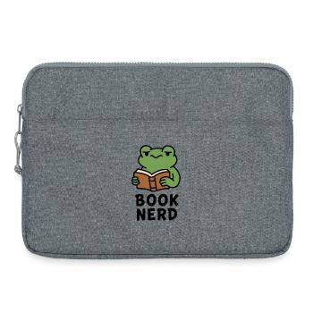 Wise Frog Reading Book Print - Laptop bag 15" - heather grey - Front