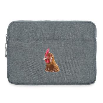 Hühnerillustration lebendigen Farben - Laptoptasche 15" - Grau meliert - Vorne
