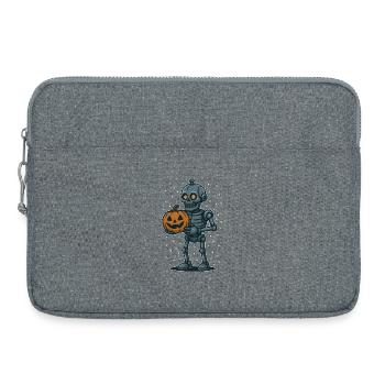 Skeleton with Pumpkin Halloween Cartoon - Laptop bag 15" - heather grey - Front