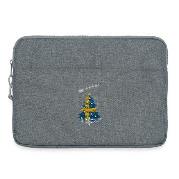 Weihnachtsbaum mit Schweden-Flagge - Laptoptasche 15" - Grau meliert - Vorne