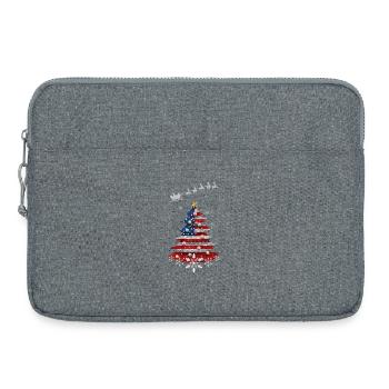 Weihnachtsbaum mit USA-Flagge - Laptoptasche 15" - Grau meliert - Vorne