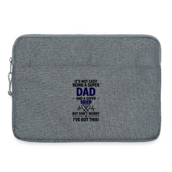 Heart + Skiing – Super Dad Skier - Laptop bag 15" - heather grey - Front