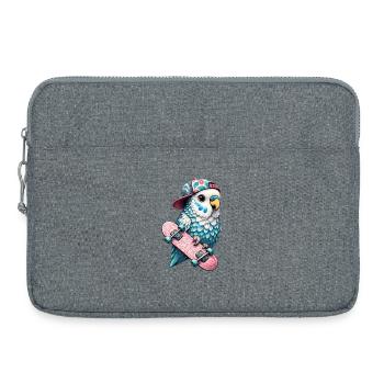 Oiseau Skateboard Cool avec Casquette – Streetstyle Desi - Sacoche pour ordinateur portable 15 pouces - gris chiné - Devant