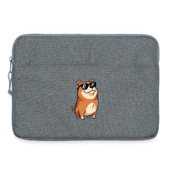 Fat dachshund with sunglasses - Laptop bag 15" - heather grey - Front