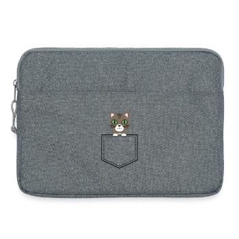 Taschentier Katze braun getigert - Laptoptasche 15" - Grau meliert - Vorne
