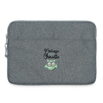 Maîtresse super chouette verte 3D - Sacoche pour ordinateur portable 15 pouces - gris chiné - Devant