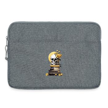 Bücherstapel mit Schädel - Laptoptasche 15" - Grau meliert - Vorne