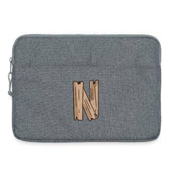 Buchstabe N Holz Holzbuchstabe Name - Laptoptasche 15" - Grau meliert - Vorne