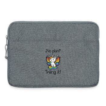 Pas de plan ? Ailez-le ! Chat licorne ailé (coloré) - Sacoche pour ordinateur portable 15 pouces - gris chiné - Devant