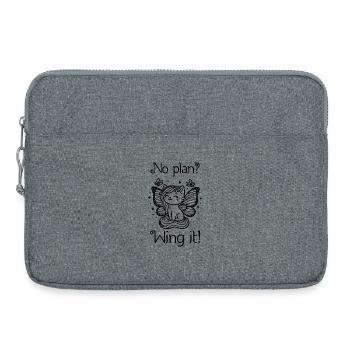 Pas de plan ? Envolez-le ! Chat ailé (noir) - Sacoche pour ordinateur portable 15 pouces - gris chiné - Devant