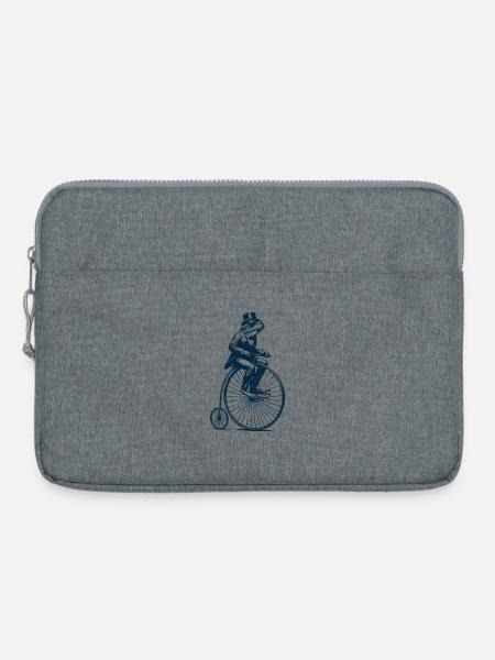Frosch auf Hochrad - Laptoptasche 15" - Grau meliert