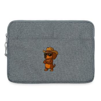Cooler Dackel mit verschränkten Armen Texas USA - Laptoptasche 15" - Grau meliert - Vorne