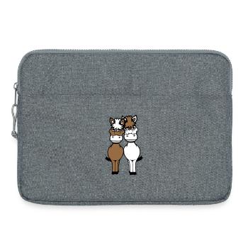 2 Horses Man Woman Lovers Friends Love Team - Laptop bag 15" - heather grey - Front