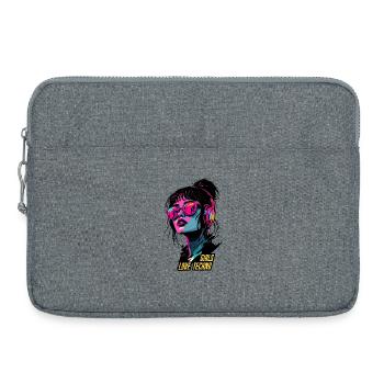 Neon Techno Girl Portrait - Laptop bag 15" - heather grey - Front