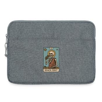 Snack First Skeleton Funny Saying Halloween - Laptop bag 15" - heather grey - Front