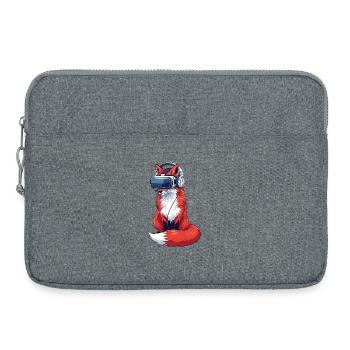 Cool Fox Gamer Nerd Virtual Reality Cartoon - Laptop bag 15" - heather grey - Front