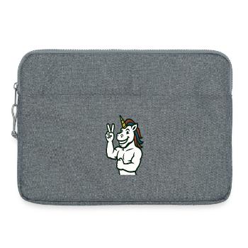 Einhorn-Friedenszeichen Illustration - Laptoptasche 15" - Grau meliert - Vorne