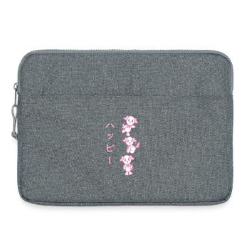 KawaiiDOGGOS - Imprimé « Happy » de Luv - Sacoche pour ordinateur portable 15 pouces - gris chiné - Devant